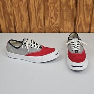Converse Jack Purcell Low Top Red Gray OHIO STATE Mens 9 Womens 10.5 Deck Shoes